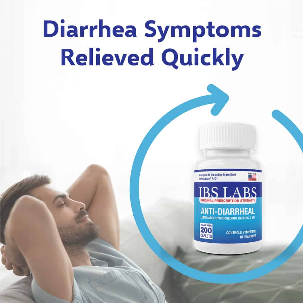 IBS LABS Anti-Diarrheal Caplets, Diarrhea Relief Loperamide 2mg, 200 Caplets in Bottle